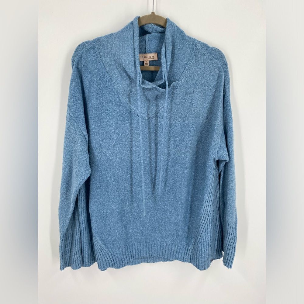 Philosophy Women’s Long Sleeve Cowl Neck Blue Sweater size L